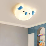 Contemporary Creative Cartoon Animal PE Shade Iron LED Kids Flush Mount Ceiling Light For Bedroom