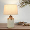 Traditional Japanese Fabric Shade Earthenware Pot Base 1-Light Table Lamp For Bedroom