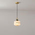 Traditional Chinese Copper Framed Glass Shade 1-Light Pendant Light For Living Room