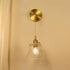 Traditional French Brass Carved Glass 1-Light Wall Sconce Lamp For Bedroom