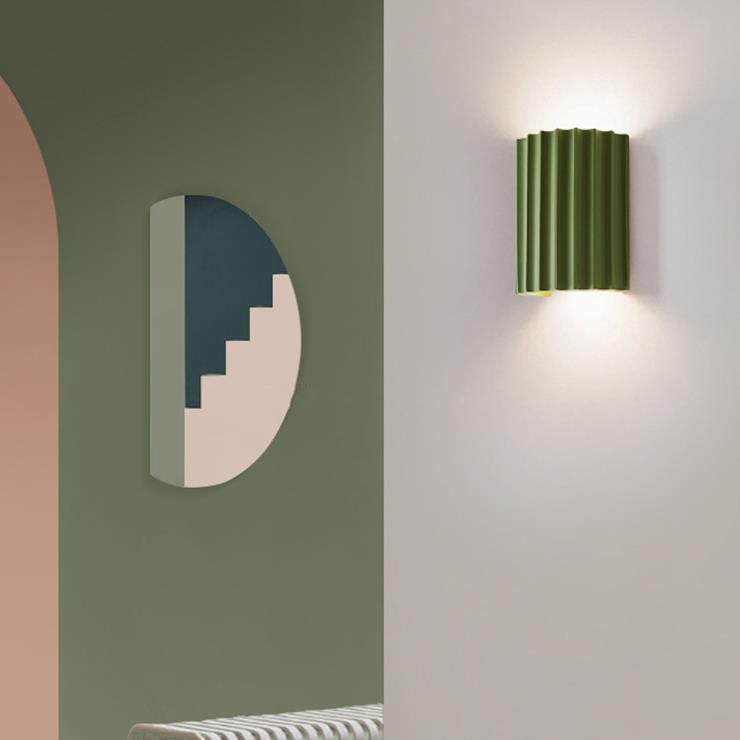 Contemporary Scandinavian Resin Half Column 2-Light Wall Sconce Lamp For Hallway