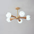 Contemporary Nordic Branch Flower Rubberwood Plastic 3/5 Light Chandelier For Living Room