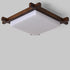 Traditional Chinese Square Wood Acrylic LED Flush Mount Ceiling Light For Bedroom