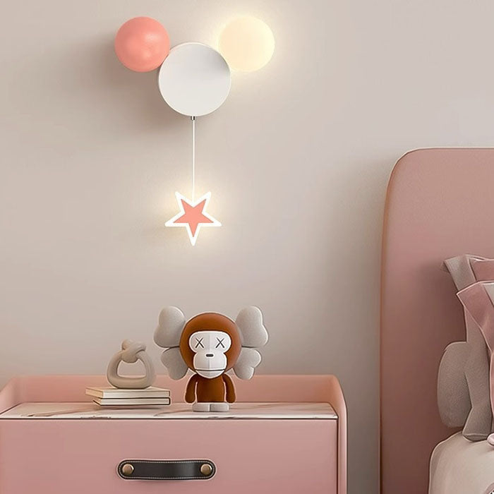 Contemporary Creative Cartoon Iron Acrylic Ball Shade LED Kids Wall Sconce Lamp For Bedroom