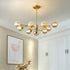 Modern Mid-century Brass Frame Molecular Glass Ball Shade 6/9/12/15-Light Chandelier For Living Room