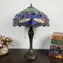 Traditional Tiffany Umbrella Flower Dragonfly Alloy Stained Glass 2-Light Table Lamp For Bedroom