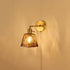 Traditional Vintage Brass Amber Square Glass Shade 1-Light Wall Sconce Lamp For Living Room