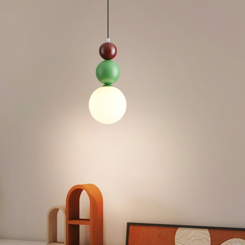 Contemporary Creative Orb Hardware Glass 1-Light Pendant Light For Bedroom