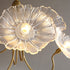 Traditional Vintage Gold Finish Frame Flower Glass Shade 6-Light Chandelier For Bedroom