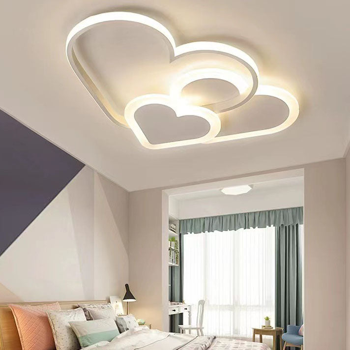 Contemporary Scandinavian Heart Shape Acrylic Hardware LED Flush Mount Ceiling Light For Bedroom