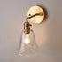 Traditional Vintage Brass Trumpet Glass Shade 1-Light Wall Sconce Lamp For Bedroom