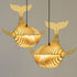 Traditional Chinese Whale Wood 1-Light Pendant Light For Dining Room