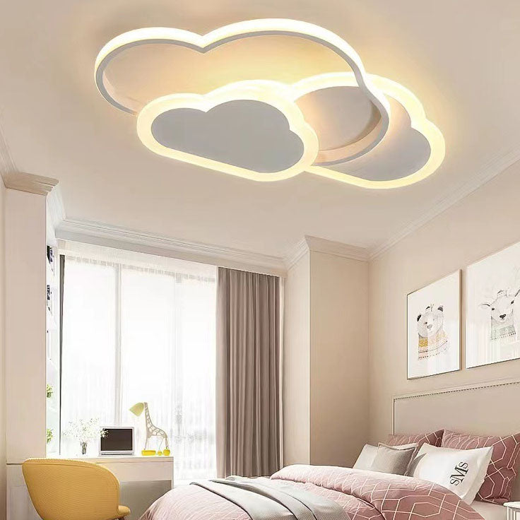 Contemporary Simplicity Cloud Acrylic Shade Hardware LED Flush Mount Ceiling Light For Bedroom