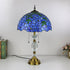 Traditional Tiffany Vintage Baroque Round Stained Glass 2-Light Table Lamp For Bedroom