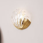 Modern Art Deco Shell Brass Glass 1-Light Wall Sconce Lamp For Living Room