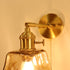 Traditional Vintage Brass Amber Square Glass Shade 1-Light Wall Sconce Lamp For Living Room