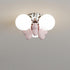 Modern Minimalist Dome Orb Love Iron Resin Glass LED Semi-Flush Mount Ceiling Light For Bedroom