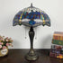 Traditional Tiffany Umbrella Flower Dragonfly Alloy Stained Glass 2-Light Table Lamp For Bedroom