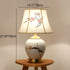 Traditional Chinese Plum Flower Embroidered Fabric Shade Ceramic Base 1-Light Table Lamp For Bedroom