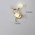 Modern Art Deco Flower Hardware Glass Crystal 2-Light Wall Sconce Lamp For Living Room
