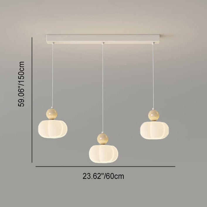 Modern Minimalist Cream Cotton Iron Plastic 3/5 Light Island Light Chandelier For Dining Room