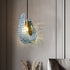 Contemporary Luxury Curved Textured Glass Brass 1-Light Pendant For Living Room