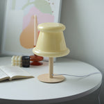 Contemporary Creative Hat Glass Shade Iron 1-Light Table Lamp For Bedroom