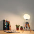 Contemporary Retro PE Round Shade Adjustable Wood Tripod Stand 1-Light Table Lamp For Bedroom