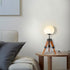 Contemporary Retro PE Round Shade Adjustable Wood Tripod Stand 1-Light Table Lamp For Bedroom