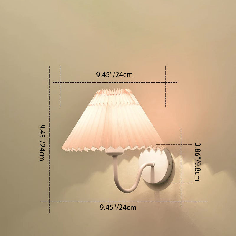 Contemporary Nordic Mushroom Curved Rod Iron Fabric 1-Light Wall Sconce Lamp For Bedroom