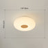 Contemporary Creative Cream PE Horizontal Stripes Round Shade LED Flush Mount Ceiling Light For Bedroom