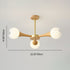 Contemporary Nordic Branch Flower Rubberwood Plastic 3/5 Light Chandelier For Living Room