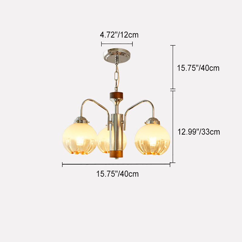 Contemporary Vintage Pod Iron Glass 3/4/5 Light Chandelier For Living Room