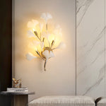 Contemporary Creative Ginkgo Leaf Iron Plastic Porcelain 2/3 Light Wall Sconce Lamp For Living Room