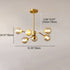 Modern Mid-century Brass Frame Molecular Glass Ball Shade 6/9/12/15-Light Chandelier For Living Room