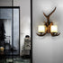 Traditional Vintage Resin Antler Glass 1/2 Light Wall Sconce Lamp For Hallway