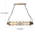 Contemporary Industrial Cylinder Grid Iron Glass 2-Light Island Light Chandelier For Dining Room