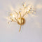 Contemporary Creative Branch Ball Leaf Iron Crystal 2/3 Light Wall Sconce Lamp For Living Room