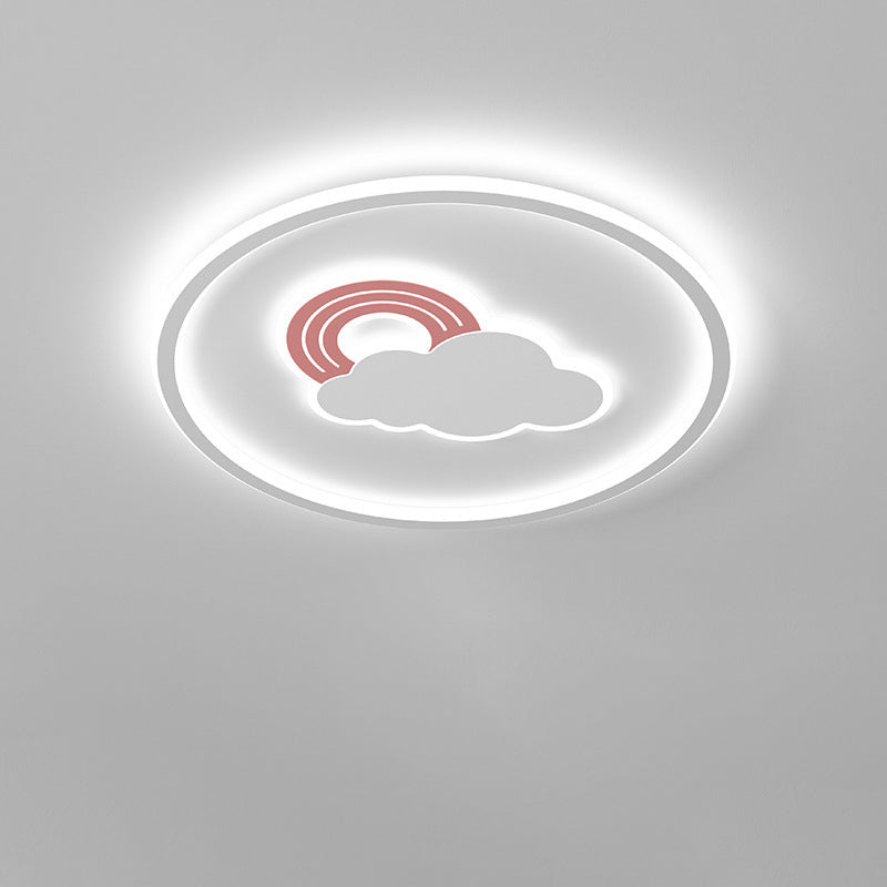 Contemporary Creative Cartoon Cloud Rainbow Acrylic LED Flush Mount Ceiling Light For Living Room