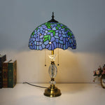 Traditional Tiffany Vintage Baroque Round Stained Glass 2-Light Table Lamp For Bedroom