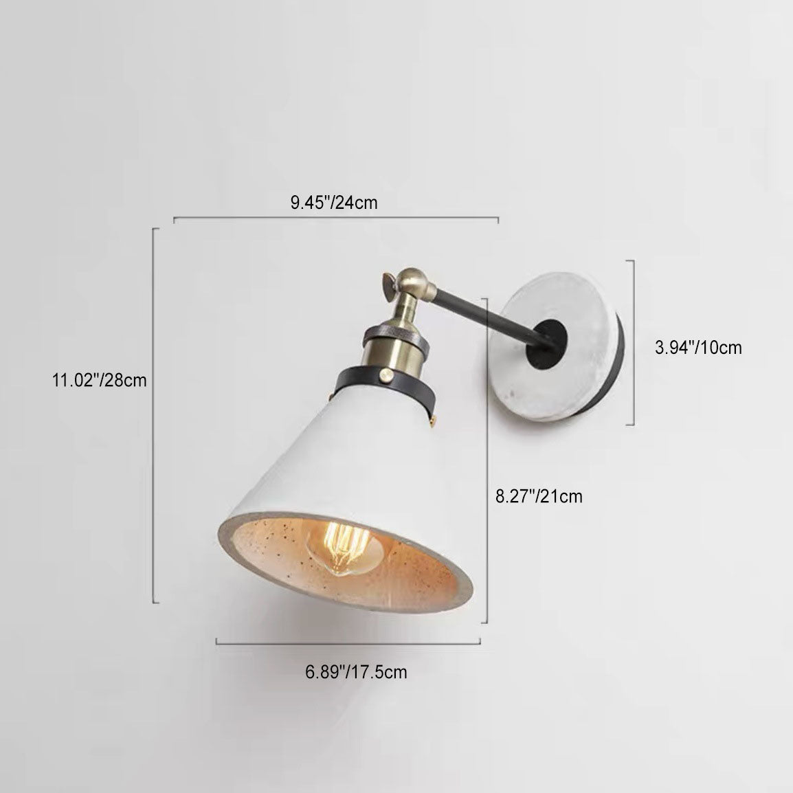 Contemporary Industrial Round Flared Aluminum Cement 1-Light Wall Sconce Lamp For Living Room