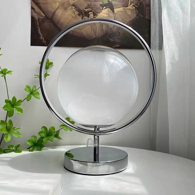 Contemporary Vintage Round Orb Iron Glass 1-Light Table Lamp For Bedroom