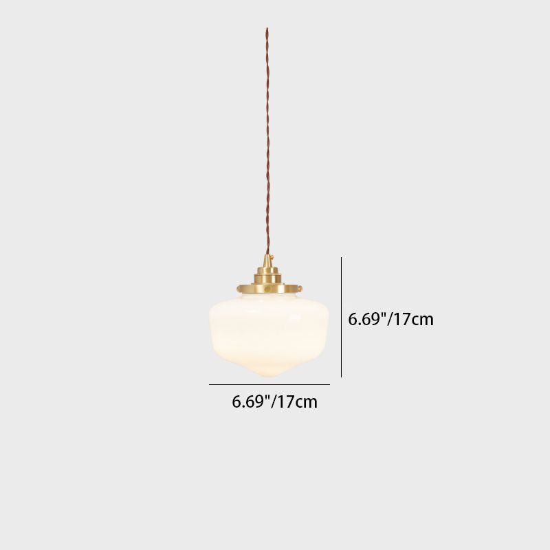 Contemporary Nordic Brass Glass 1-Light Pendant Light For Living Room