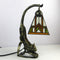 Traditional Tiffany Leopard Ladder Flower Cup Iron Glass 1-Light Table Lamp For Bedroom