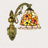 Traditional Tiffany Flower Cup Iron Stained Glass 1-Light Wall Sconce Lamp For Living Room