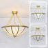 Modern Luxury Copper Frame Crystal Round Shade 5-Light Chandelier For Living Room