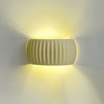 Contemporary Nordic Cream Ribbed Resin Semi-circular Shade 2-Light Wall Sconce Lamp For Bedroom