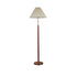 Traditional Vintage Pleated Fabric Shade Brass Walnut Splicing Base 1-Light Standing Floor Lamp For Bedroom