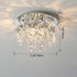 Contemporary Luxury Dazzling Prismatic Crystal Strings Stainless Steel Round Frame 2/6/8-Light Flush Mount Ceiling Light For Living Room