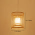 Traditional Chinese Round Vertical Bamboo 1-Light Pendant Light For Living Room